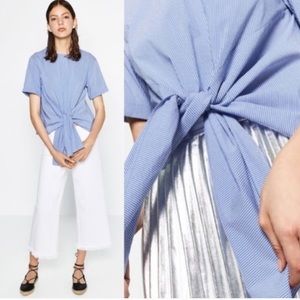 Zara | Blue and White Striped Crop Top